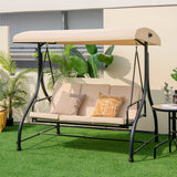 Tangkula 3 Seats Converting Patio Swing, Outdoor Porch Garden Canopy Swing with Comfortable Cushion Seats
