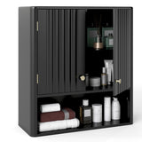 Tangkula Fluted Bathroom Wall Cabinet Modern Double Door Medicine Cabinet