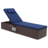 Tangkula Patio Chaise Lounge, Outdoor PE Rattan Lounge Chair w/ 6-Level Backrest