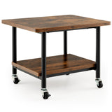 Tangkula 2-Tier Printer Stand, Under Desk Rolling Printer Cart with 2 Storage Shelves