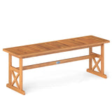 Tangkula Outdoor Acacia Wood Bench Backless Patio Dining Bench