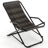 Tangkula Wicker Sling Chair Outdoor, Patio Deck Chair with Rattan Seat