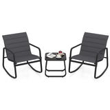 Tangkula 3 Piece Outdoor Rocking Bistro Set Outdoor Conversation Set for Balcony Garden & Poolside