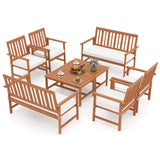 Tangkula 4/8-Piece Acacia Wood Patio Conversation Set