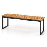Tangkula Patio Dining Bench, 2-3-person Backless Bench with Slatted Seat & Metal Legs, Indoor Outdoor Bench for Entryway