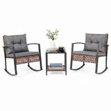Tangkula 3-Piece Outdoor Rocking Chair Set for Garden