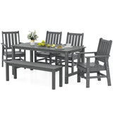 Tangkula 6 Pcs Outdoor HDPE Weather Resistant Table and Chairs Set