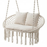 Tangkula 2-Person Hanging Hammock Chair Boho Style Macrame Hammock Swing