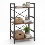 Tangkula 16.5" Width Wooden Open 3-Tier Industrial Bookshelf (1/2)
