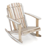 Tangkula Adirondack Rocking Chair with Slatted Seat and High Fanned Back