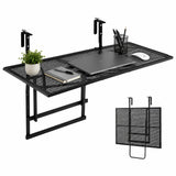 Tangkula 31.5" Folding Balcony Railing Table w/ 5-Level Adjustable Height