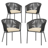 Tangkula Patio Chairs Set of 4 Upholstered Accent Chairs w/Curved Backrest