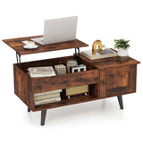 Tangkula Lift Top Coffee Table with Storage, Living Room Table with Hidden Compartment, Cabinet & Open Shelf