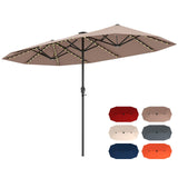 Tangkula 13 FT Large Patio Umbrella w/LED Solar Lights