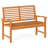 Tangkula Patio Garden Park Bench with Slatted Backrest & Seat