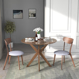 Tangkula 3-Piece Dining Table and Chair Set, Round Wooden Dining Set