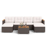 Tangkula 7 Pieces U Shape Outdoor Furniture Set
