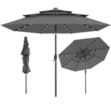 Tangkula 10 FT Solar LED Patio Umbrella 3-Tier Vented Outdoor Market Table Umbrella