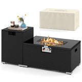 Tangkula 2-Piece Outdoor Rattan Fire Table Set