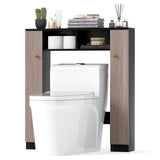 Tangkula Over The Toilet Storage Cabinet, Freestanding Above Toilet Organizer w/ 10-Level Adjustable Shelves & Crossbar