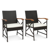 Tangkula Patio Wicker Chair Set of 2, Outdoor PE Rattan Chairs