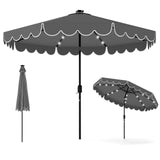 Tangkula 2-Tiers Scalloped Outdoor Table Market Umbrella with 32 LED Lights