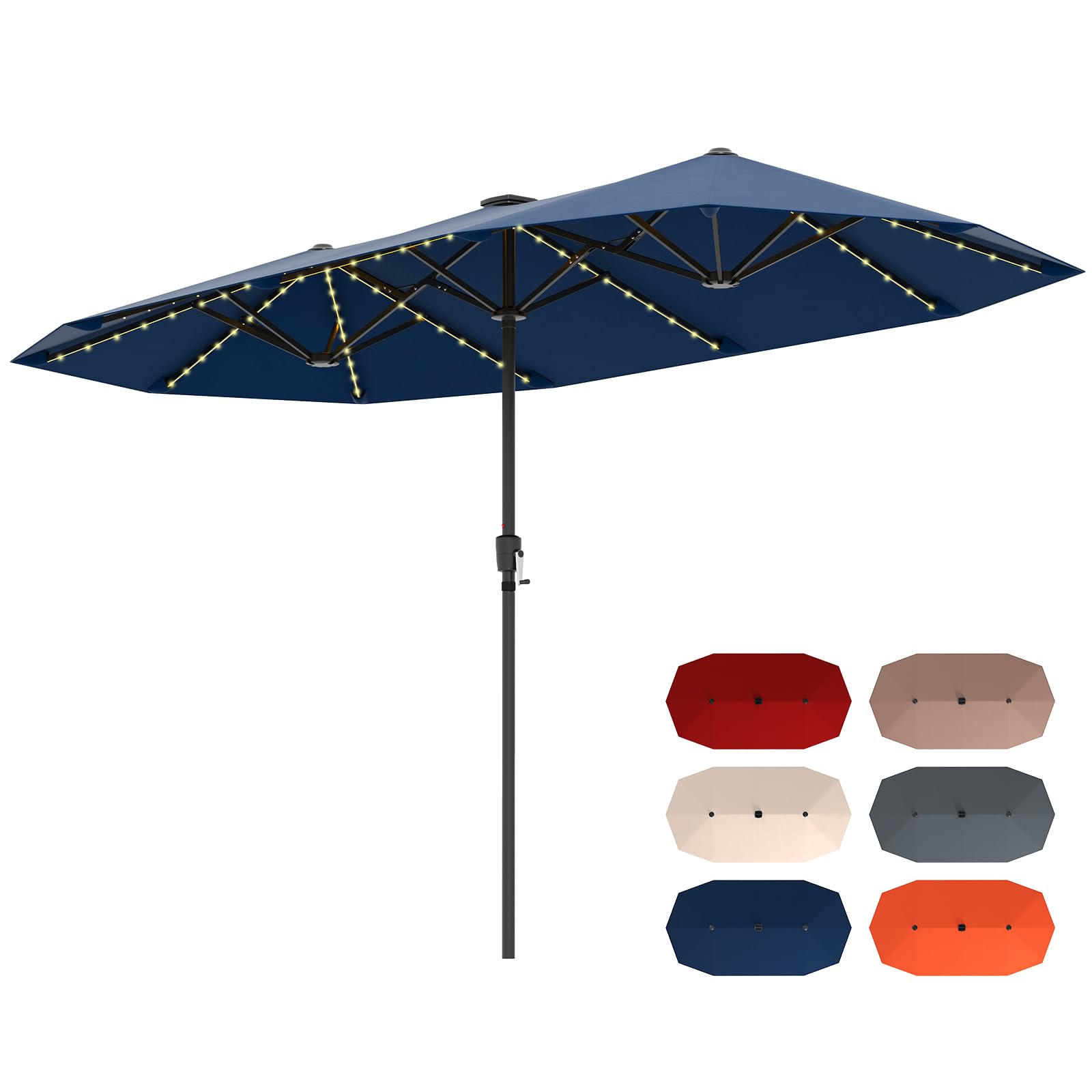 Tangkula 13 ft Large Patio Umbrella w/LED Solar Lights, Navy Tangkula 13 ft Large Patio Umbrella w/LED Solar Lights, Navy