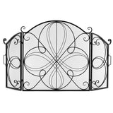 Tangkula 59.5 x 32.5 Inch Fireplace Screen, 3-Panel Folding Spark Guard w/Floral Pattern