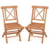 Tangkula Teak Wood Folding Patio Chairs Set of 2/4 with X-Shaped Support