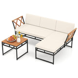 Tangkula 3 Pieces L-Shaped Outdoor Furniture Set