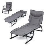 Tangkula 3 in 1 Lounge Chair Outdoor Patio Folding Chaise Lounge Chair Heavy Duty Metal Frame