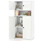 Tangkula 44” Tall Bookshelf with Doors 5-Tier Floor Standing with 2 Cabinets & Compartment