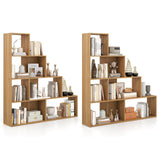 Tangkula 10 Shelves Bookshelf, L Shaped Freestanding Ladder Corner Bookshelf