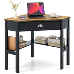 Corner Computer Desk, Brown & Black - Tangkula