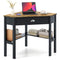Corner Computer Desk, Brown & Black - Tangkula
