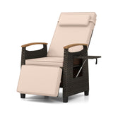 Tangkula Patio Wicker Recliner Chair w/Adjustable Backrest & Footrest