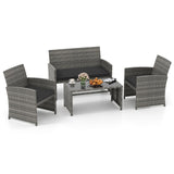 Tangkula 4 Piece Patio Wicker Furniture Set