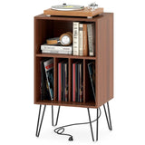 Tangkula 3 Tier Turntable Stand with Charging Station & Sturdy Metal Legs