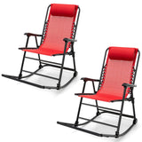Outdoor Folding Rocking Chair, No Assembly Required, Foldable Rocker Recliner with Headrest