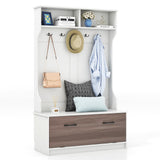 Tangkula 63 Inches Hall Tree with Coat Rack and Storage Bench