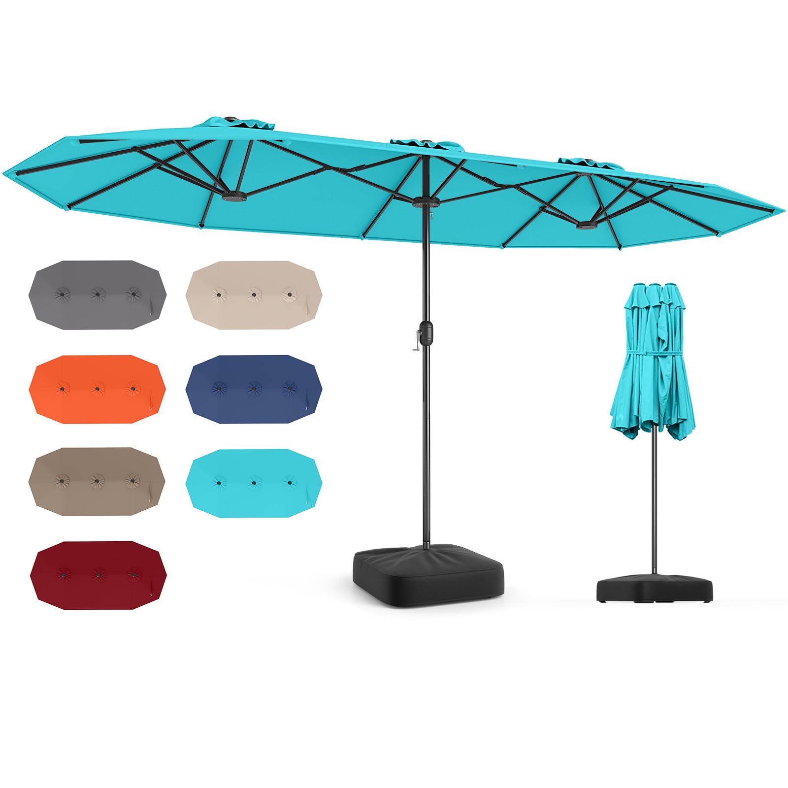 extra large patio table umbrella Tangkula 13FT Double-sided Patio Umbrella, Extra Large Twin Table Umbrella with Crank Handle, Turquoise