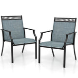 Tangkula Patio Dining Chairs Set of 2, All Weather Outdoor Chairs with High Back, Armrests