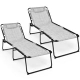 Tangkula Widen Folding Chaise Lounge Chair Set of 2