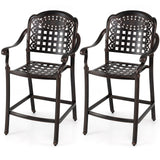 Set of 2/4 Outdoor Bar Stool 25.5 Inch Counter Height Cast Aluminum Bar Chairs