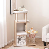 Tangkula 47 Inch Sports Themed Cat Tower with Jute Scratching Posts