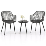 Tangkula 3 Piece Patio Bistro Set, All Weather Heavy Duty Table and Chairs Set of 2 with Widen Seats