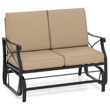 Tangkula 2-Person Swing Gliding Loveseat with Breathable Fabric Seat & Soft Cushions