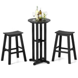 Tangkula 3PCS Outdoor HDPE Bar Table & Chair Set for 2