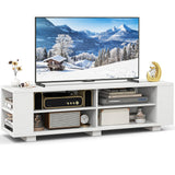 Tangkula Wood TV Stand for TVs up to 65 Inch Flat Screen, Modern Entertainment Center with 8 Open Shelves