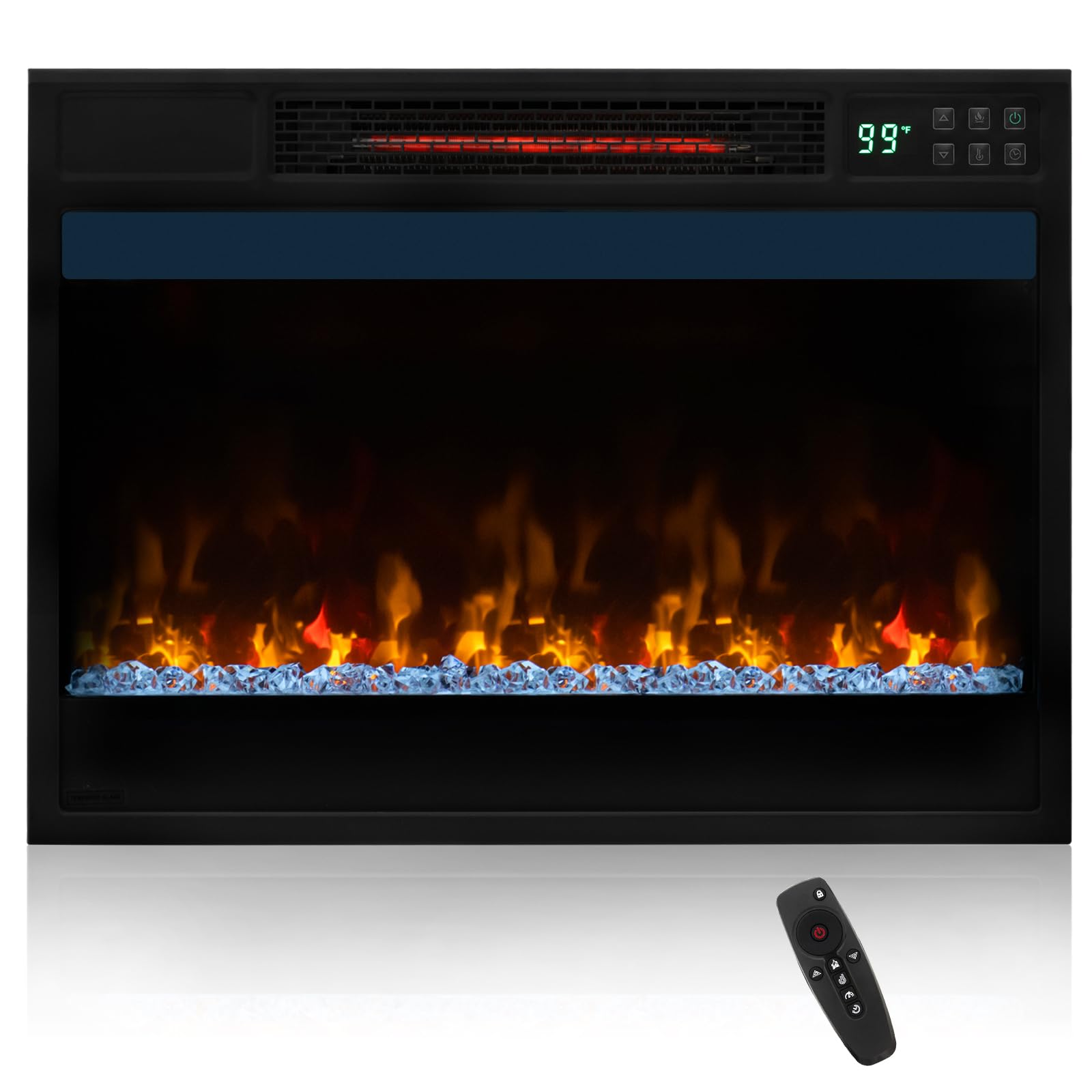 23-Inch Infrared Quartz Electric Fireplace Insert with Remote Control, 1500W - Tangkula